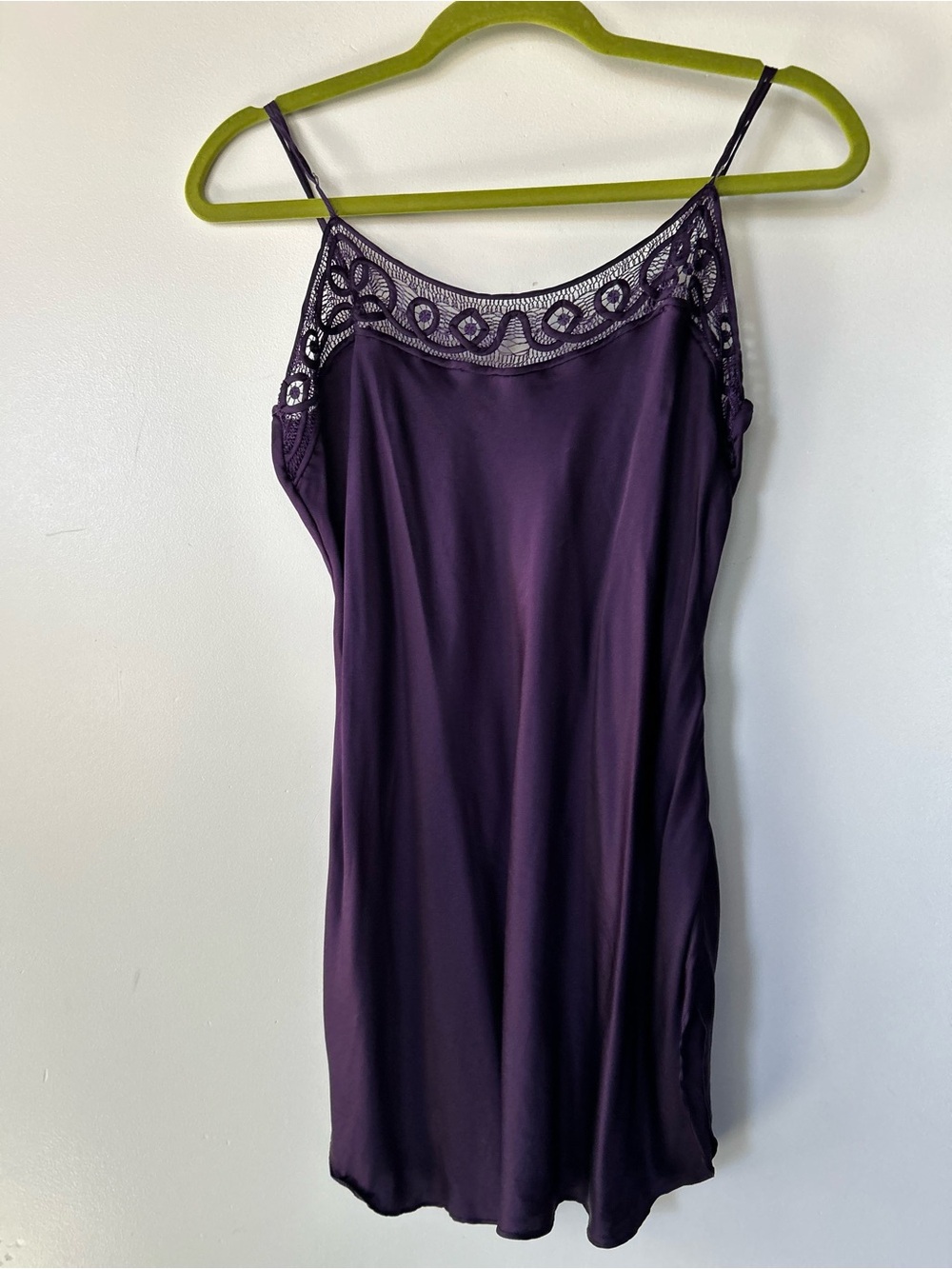 Vintage 90s Victorias Secret Slip dress 100% Silk Purple Lace Trim luxury